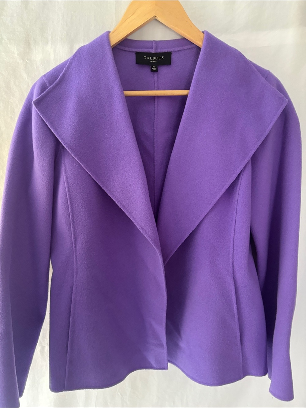 Talbots Violet Open-Front Blazer Jacket. 90% Wool. Size MP